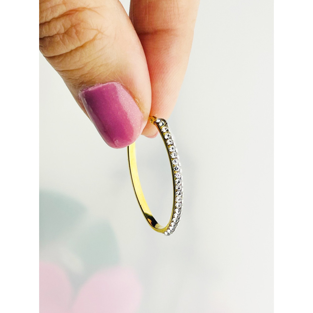 Elegante Gelbgold Kreis mit Zirkonia Creolen Ohrringe 333er 8KT