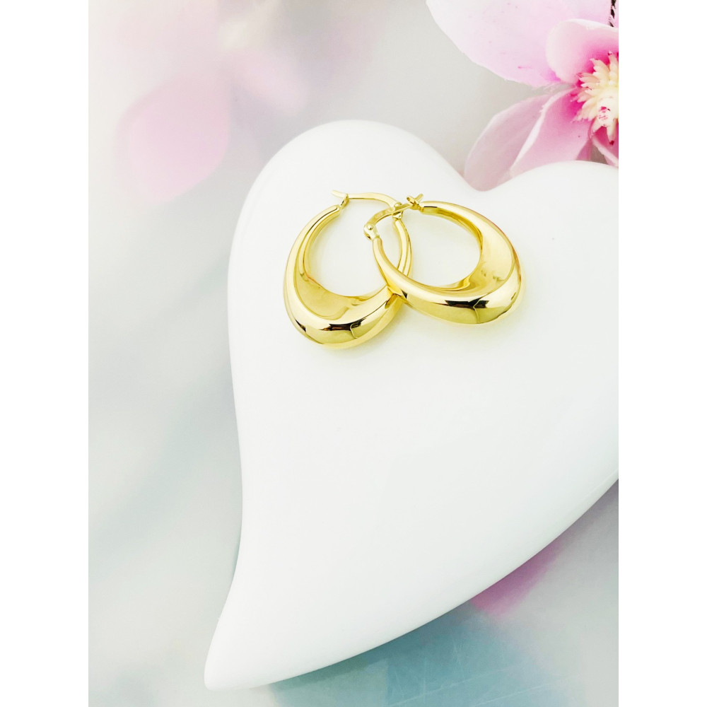 Złote kolczyki szerokie koła owalne gładkie polerowane