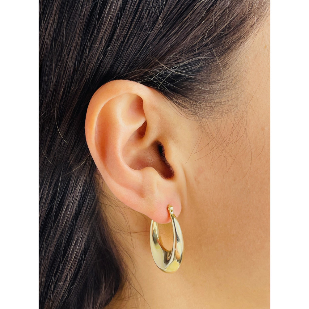 Kreis Creolen Ohrringe Ohrhänger Ohrstecker Ohrschmuck Paar Gelbgold 585er 14KT