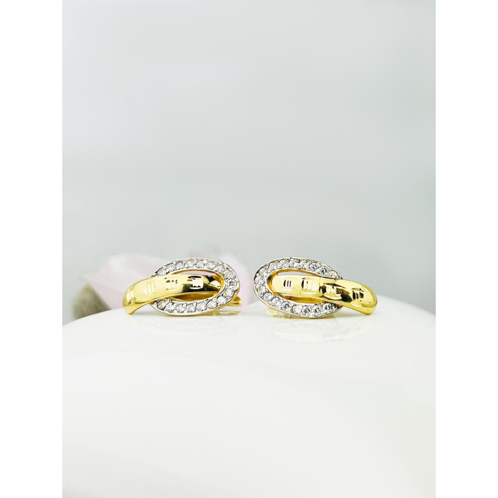 Ohrringe mit Zirkonia Ohrhänger Ohrstecker Ohrschmuck Gelbgold Paar 585er 14KT