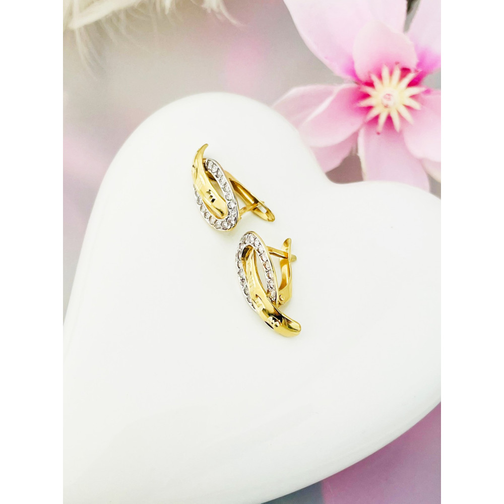 Ohrringe mit Zirkonia Ohrhänger Ohrstecker Ohrschmuck Gelbgold Paar 585er 14KT