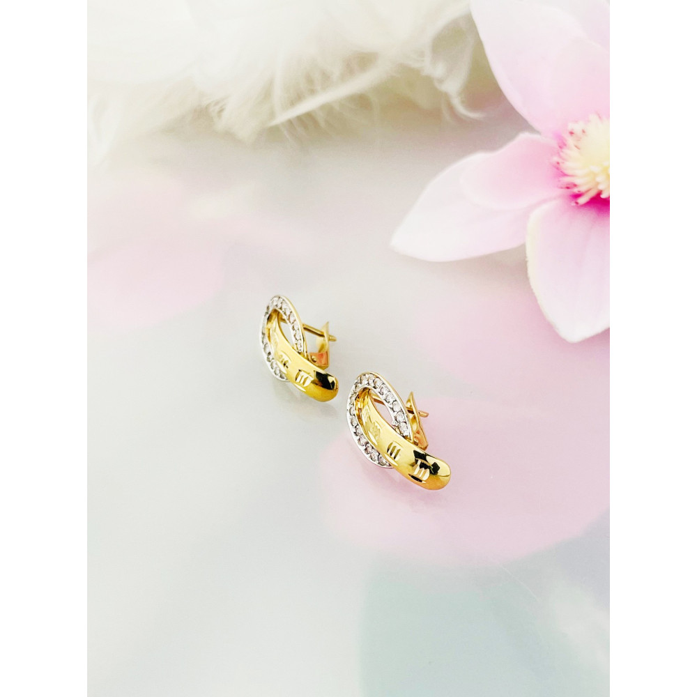 Ohrringe mit Zirkonia Ohrhänger Ohrstecker Ohrschmuck Gelbgold Paar 585er 14KT