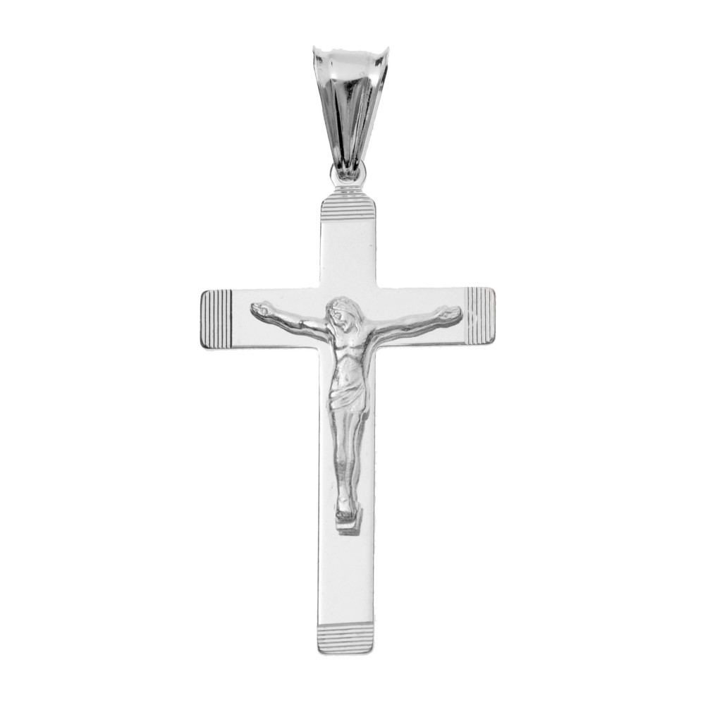 Silber Anhänger Kreuz mit Jesus Christus Erstkommunion Taufe