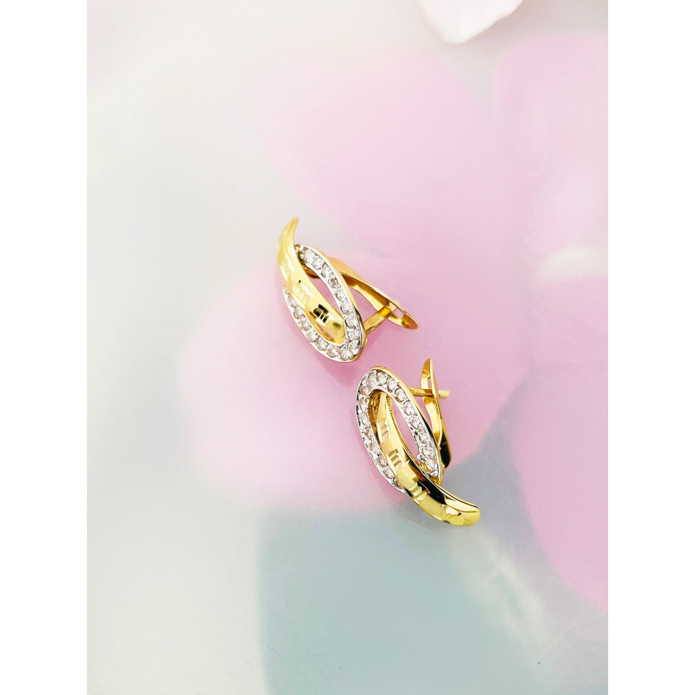 Ohrringe mit Zirkonia Ohrhänger Ohrstecker Ohrschmuck Gelbgold Paar 585er 14KT