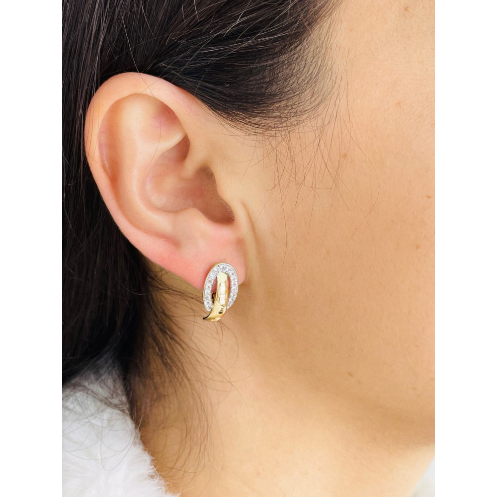 Ohrringe mit Zirkonia Ohrhänger Ohrstecker Ohrschmuck Gelbgold Paar 585er 14KT