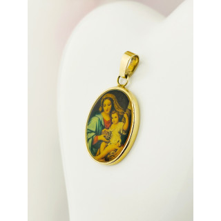 Mehrfarbig Anhänger Madonna Maria Fatima Goldanhänger Gold 585er 14KT