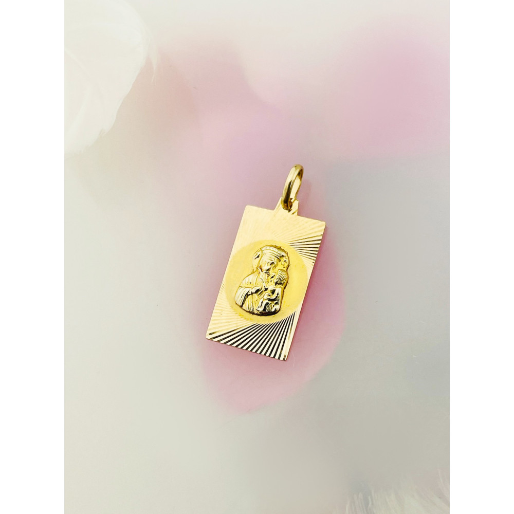 Złoty Medalik Zawieszka Matka Boska Częstochowska Chrzest Komunia