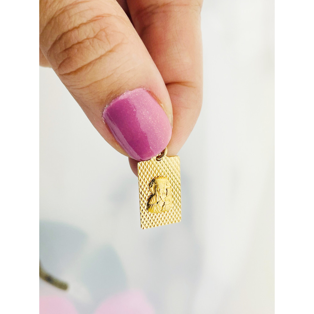 Złoty Medalik Zawieszka Matka Boska Częstochowska Chrzest Komunia