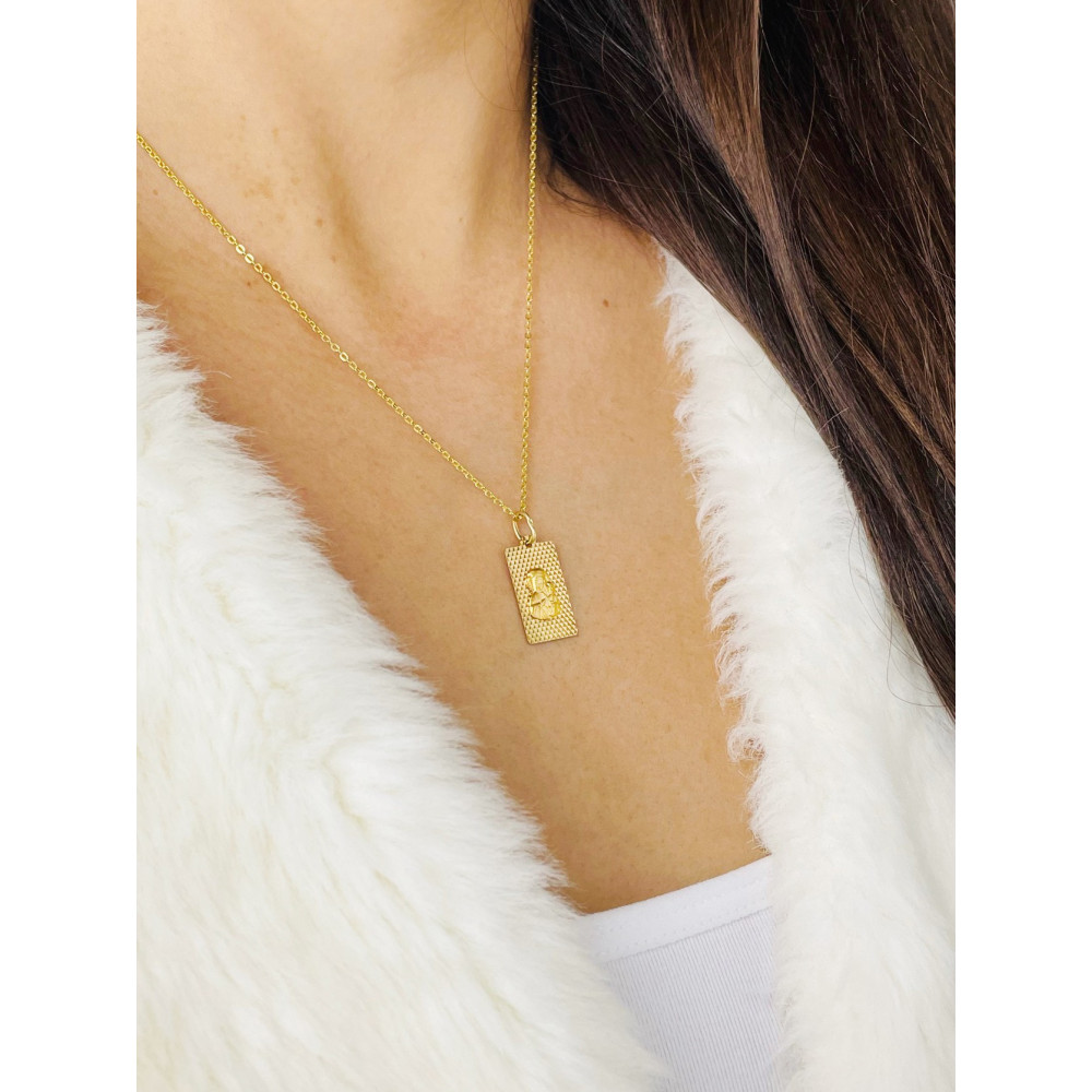 Złoty Medalik Zawieszka Matka Boska Częstochowska Chrzest Komunia