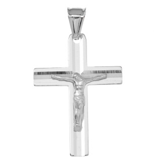 Silber Anhänger Kreuz mit Jesus Christus Erstkommunion Taufe