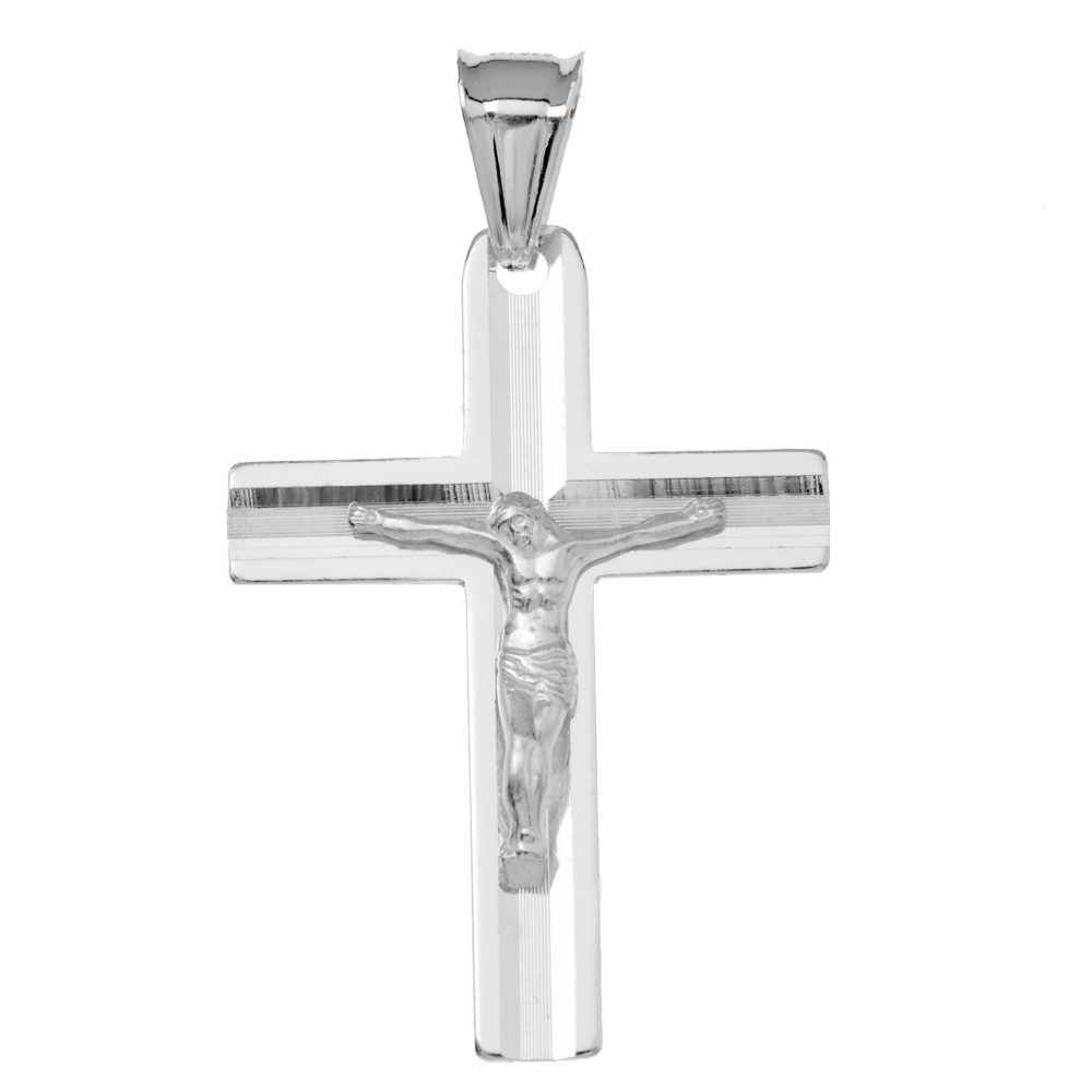 Silber Anhänger Kreuz mit Jesus Christus Erstkommunion Taufe