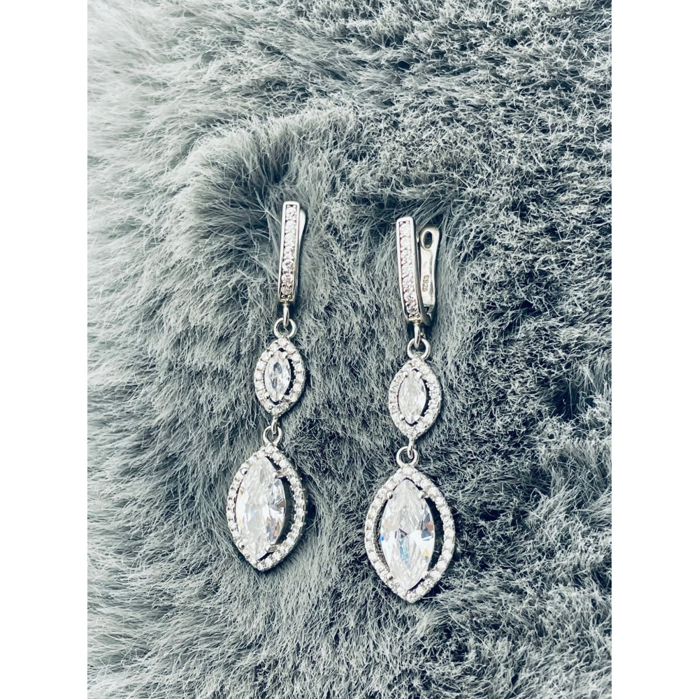 Katzenauge 925 Silber Ohrringe mit Zirkonia