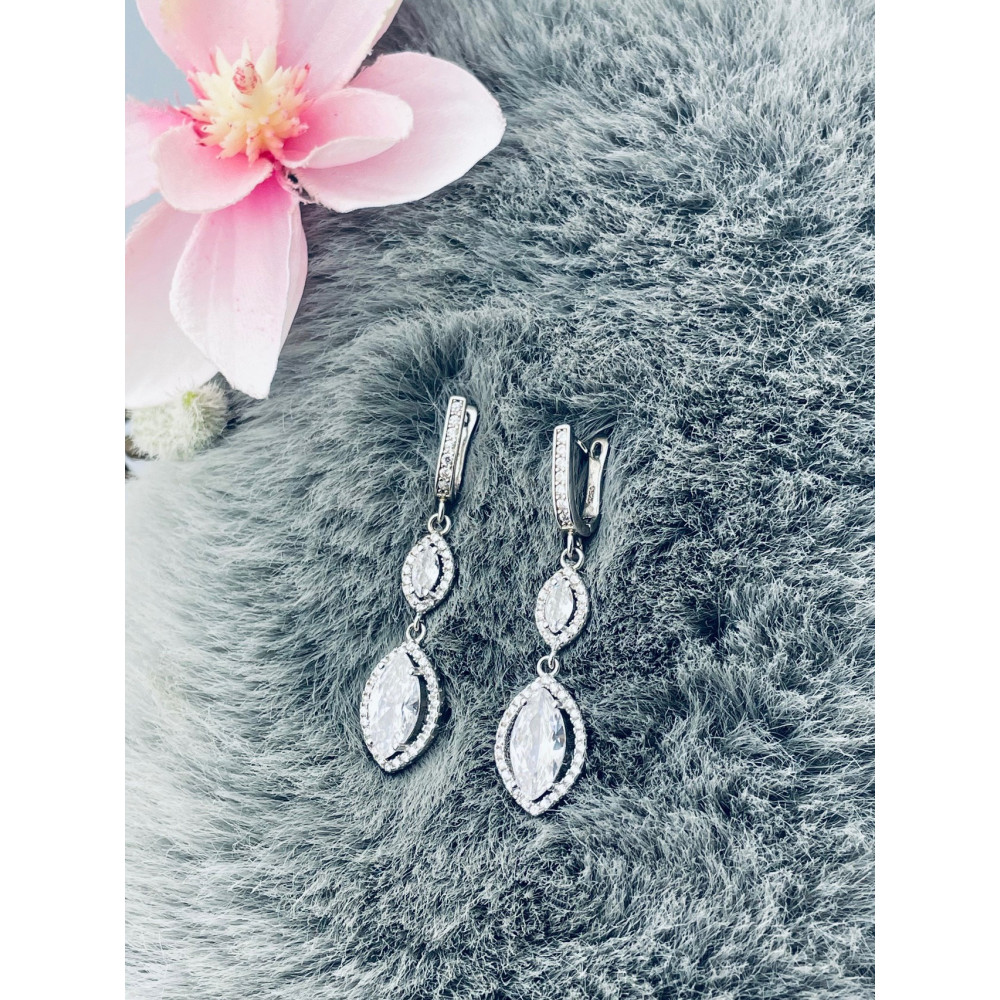 Katzenauge 925 Silber Ohrringe mit Zirkonia