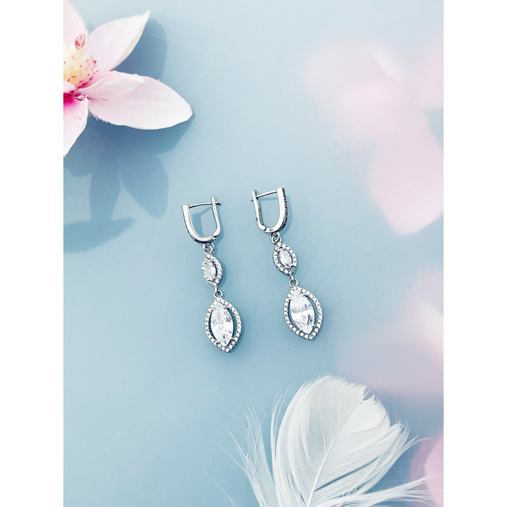 Katzenauge 925 Silber Ohrringe mit Zirkonia