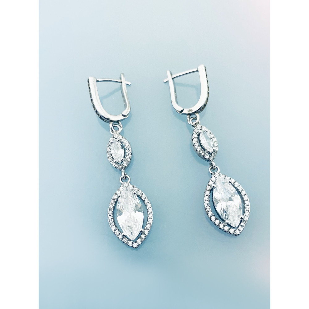 Katzenauge 925 Silber Ohrringe mit Zirkonia