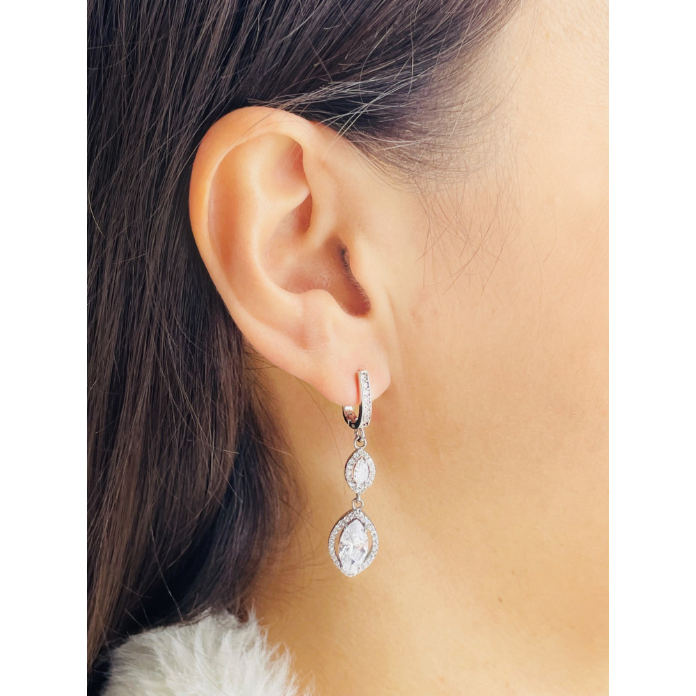 Katzenauge 925 Silber Ohrringe mit Zirkonia