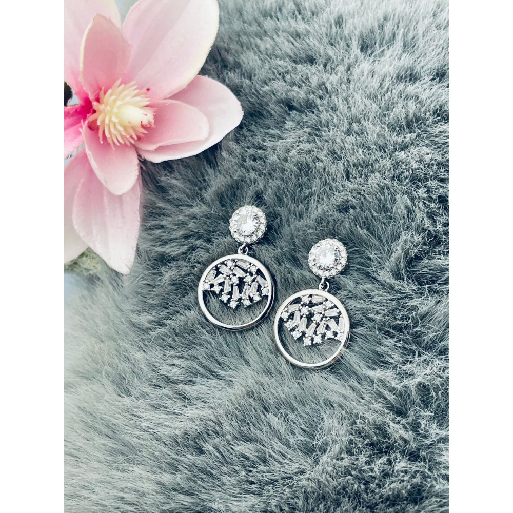 Kreis 925 Silber mit Zirkonia Ohrringe