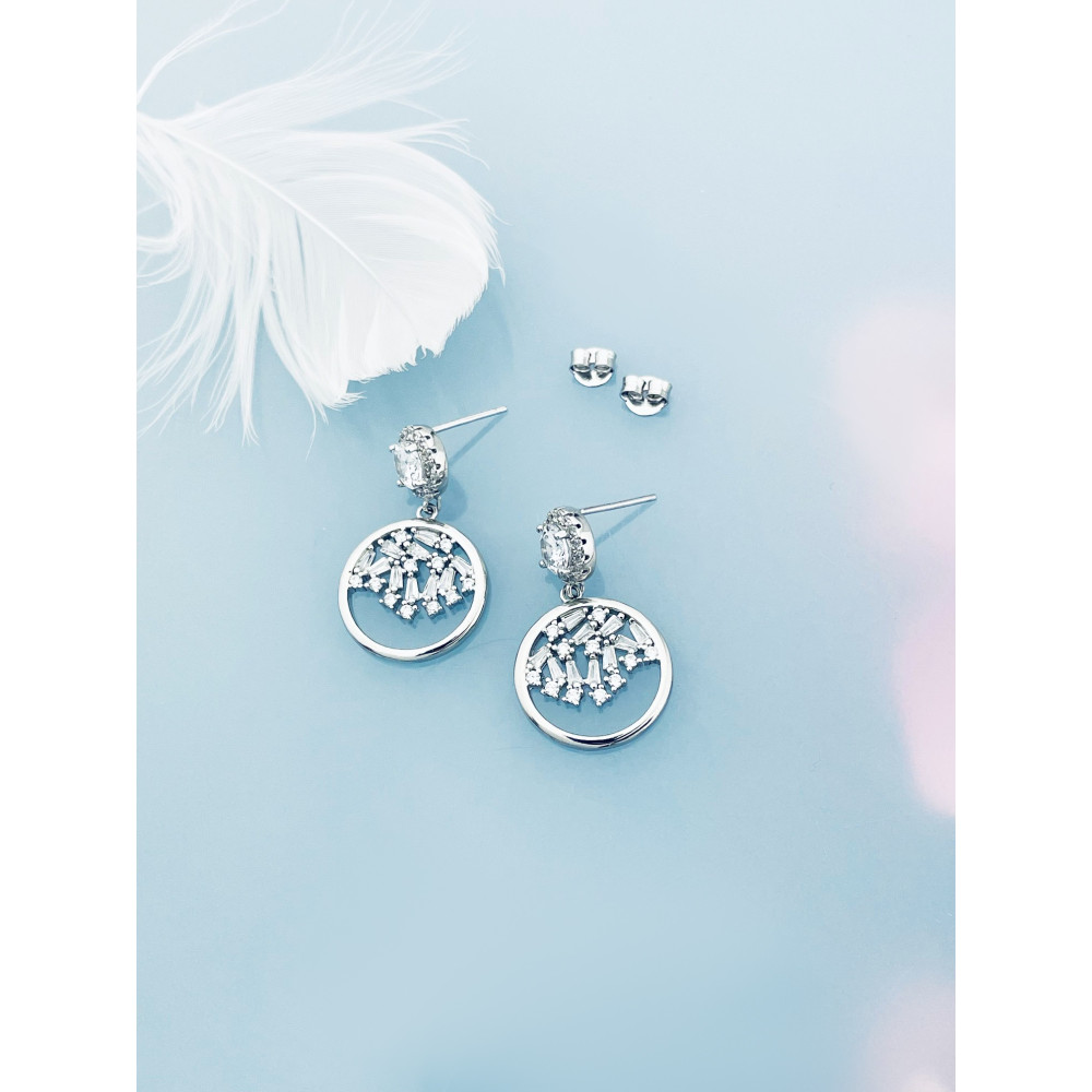 Kreis 925 Silber mit Zirkonia Ohrringe