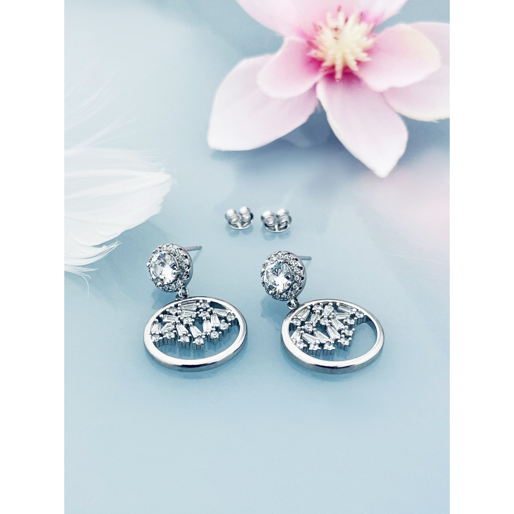 Kreis 925 Silber mit Zirkonia Ohrringe