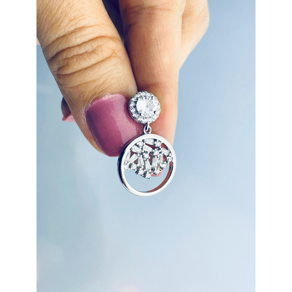 Kreis 925 Silber mit Zirkonia Ohrringe