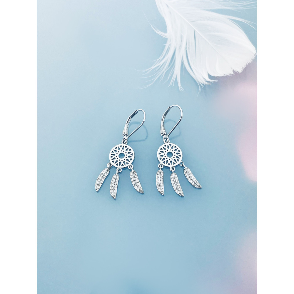 Srebrne kolczyki łapacz snów