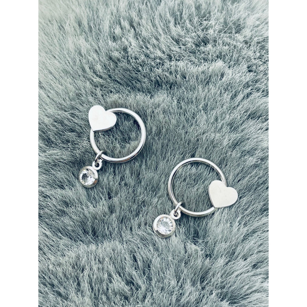 Kreis 925 Silber mit Herz und Zirkonia Ohrringe