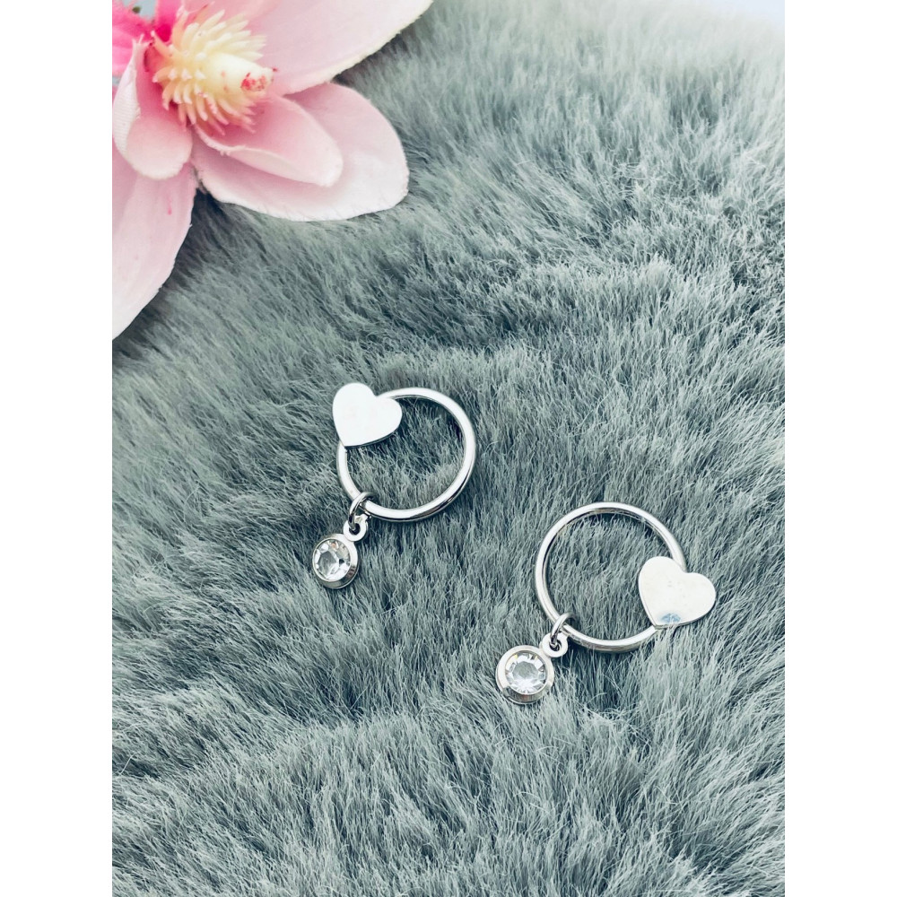 Kreis 925 Silber mit Herz und Zirkonia Ohrringe