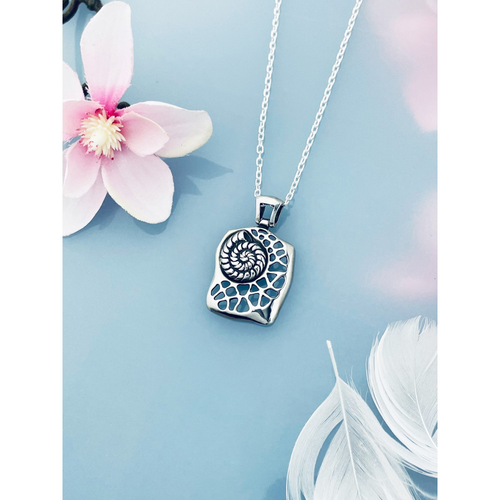 Shell 925 Silber Damen Medaillon Anhänger Boho