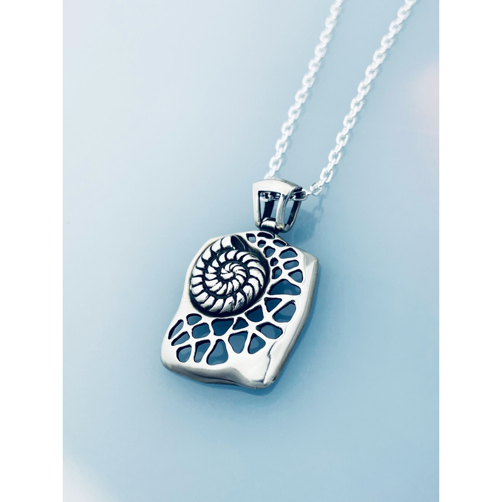 Shell 925 Silber Damen Medaillon Anhänger Boho