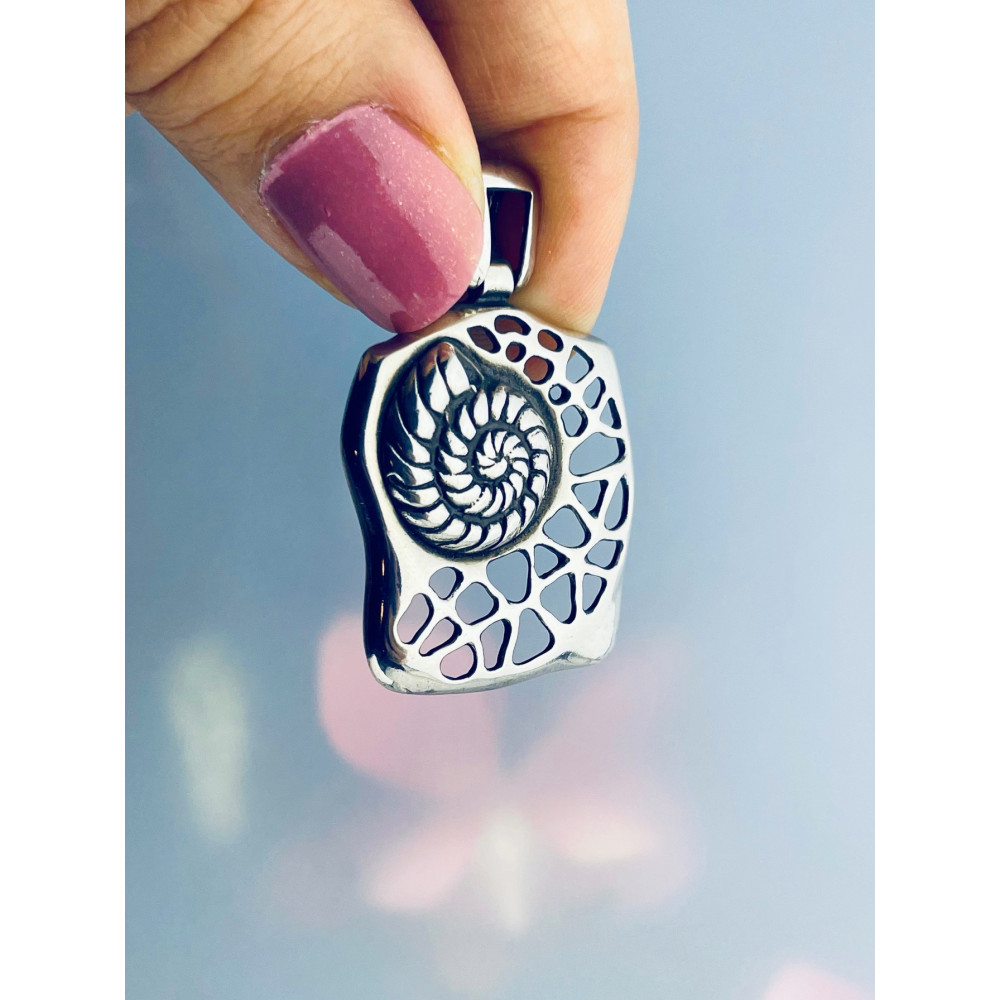 Shell 925 Silber Damen Medaillon Anhänger Boho