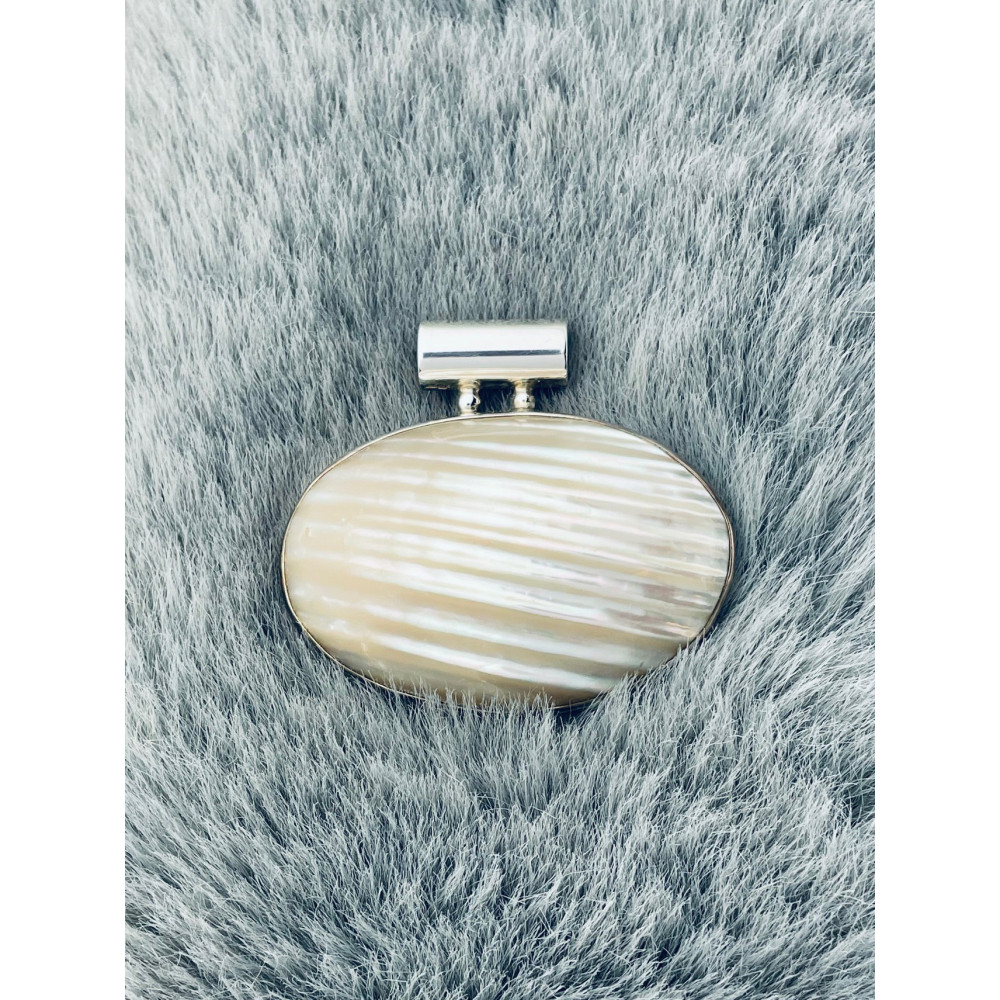 Shell 925 Silber Damen Medaillon mit Perlmutt Anhänger Boho