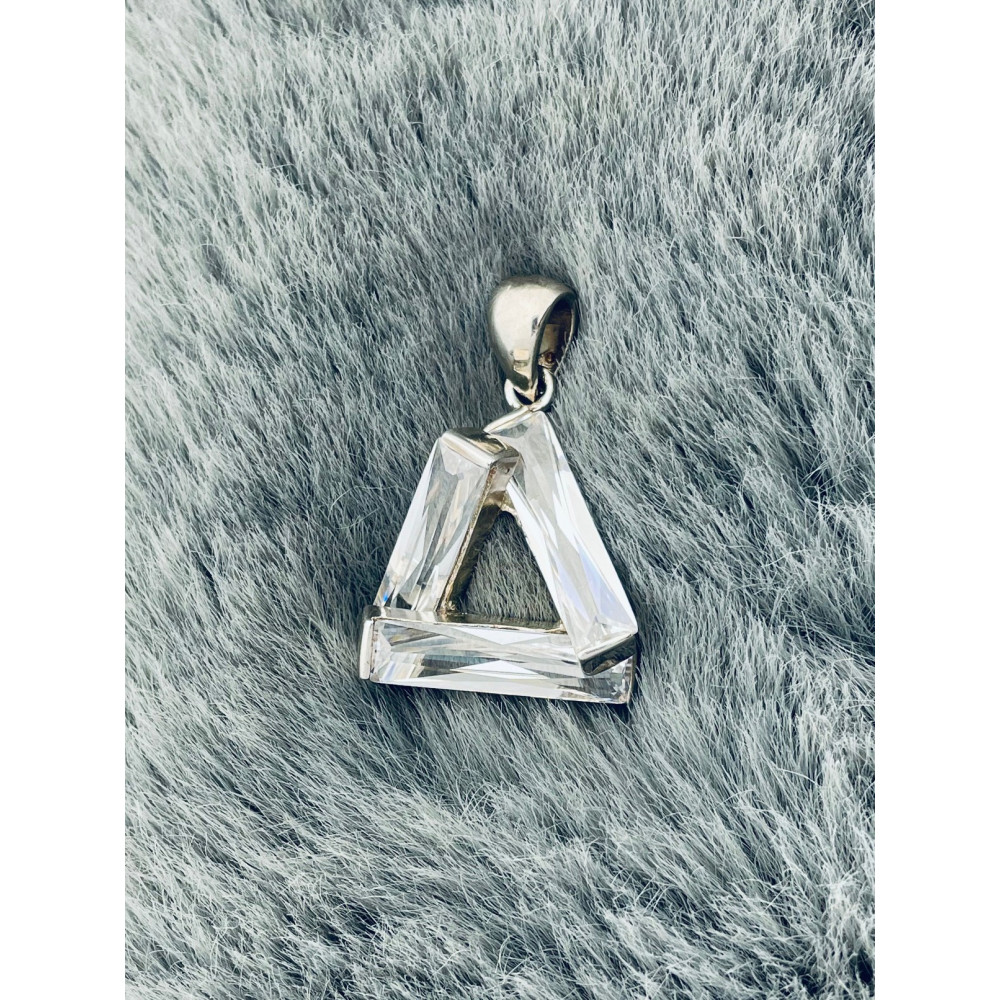 925 Silber Damen Medaillon mit Zirkonia Anhänger Dreieck