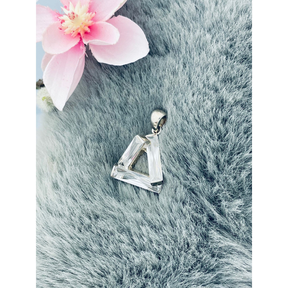 925 Silber Damen Medaillon mit Zirkonia Anhänger Dreieck