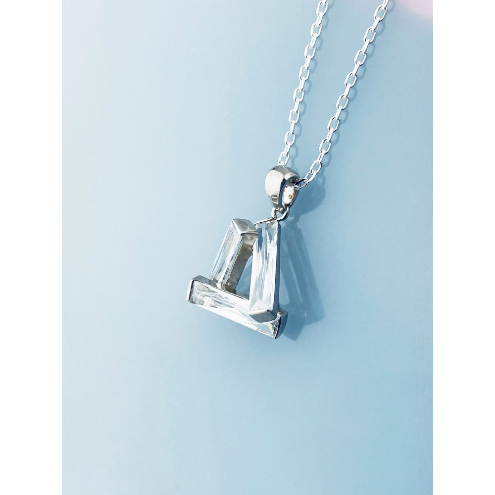 925 Silber Damen Medaillon mit Zirkonia Anhänger Dreieck