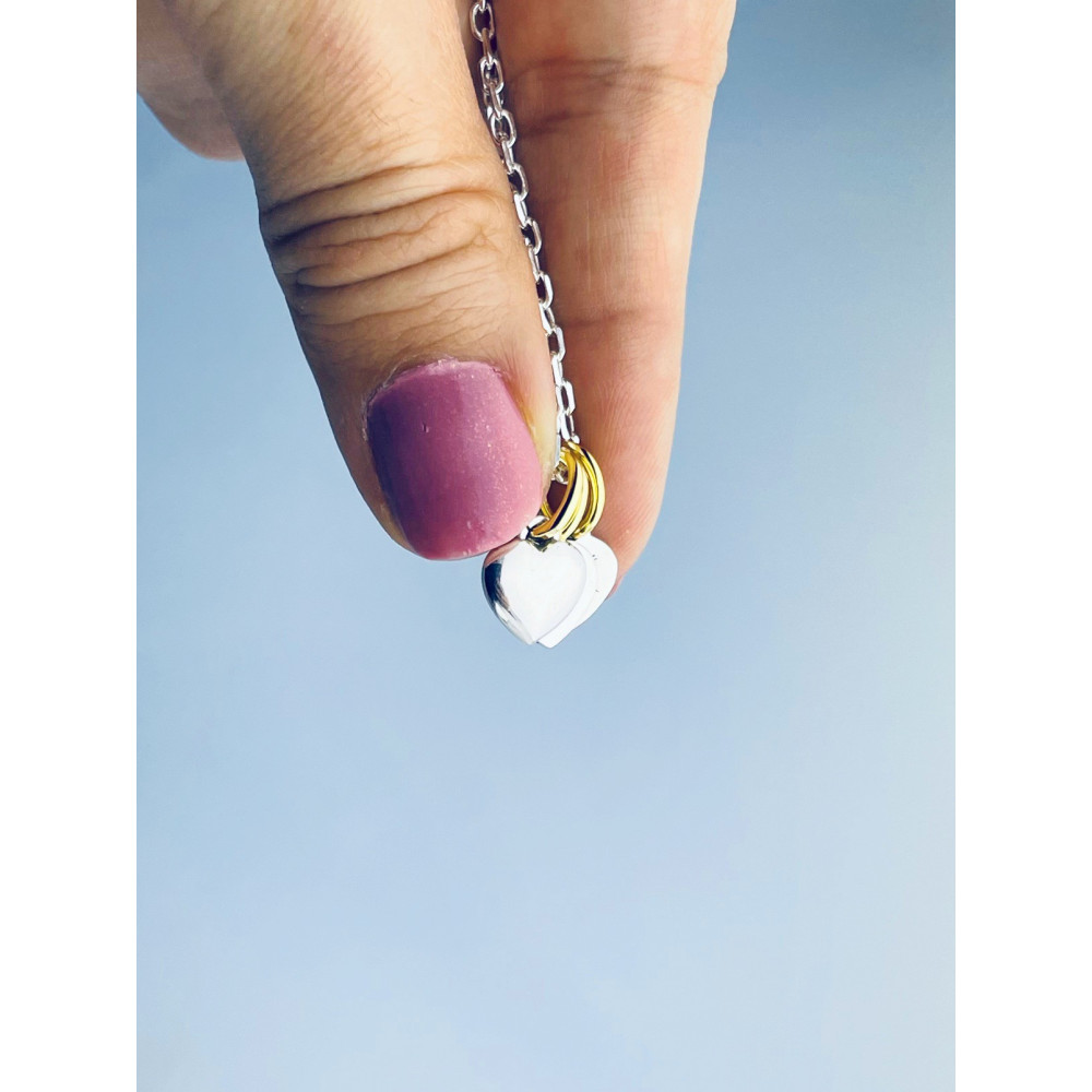 Srebrny wisiorek zawieszka potrójna trzy serca serduszka grawerowane