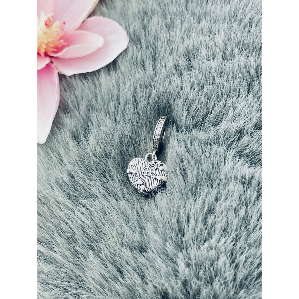 Herz 925 Silber Anhänger mit Zirkonia Charms