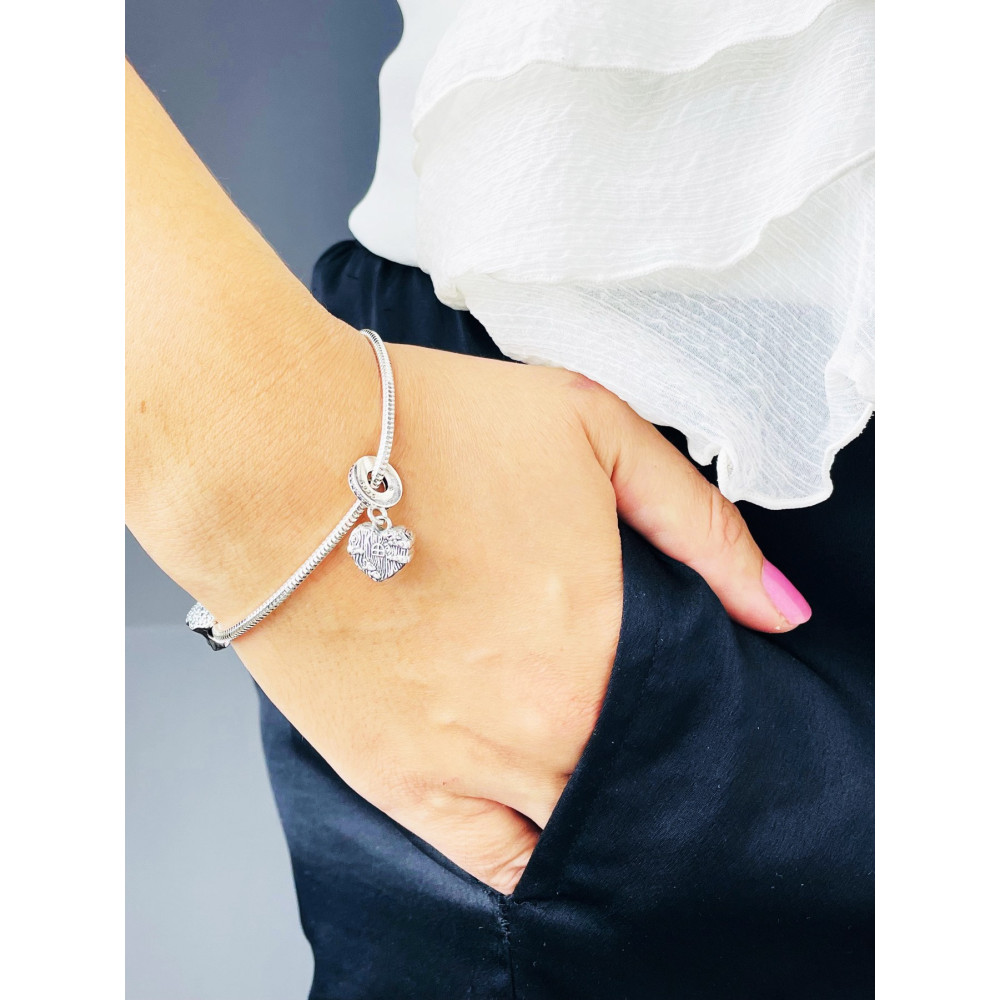 Herz 925 Silber Anhänger mit Zirkonia Charms