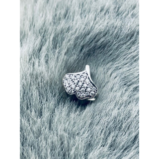 Blatt 925 Silber Anhänger mit Perlmutt und Zirkonia Charms