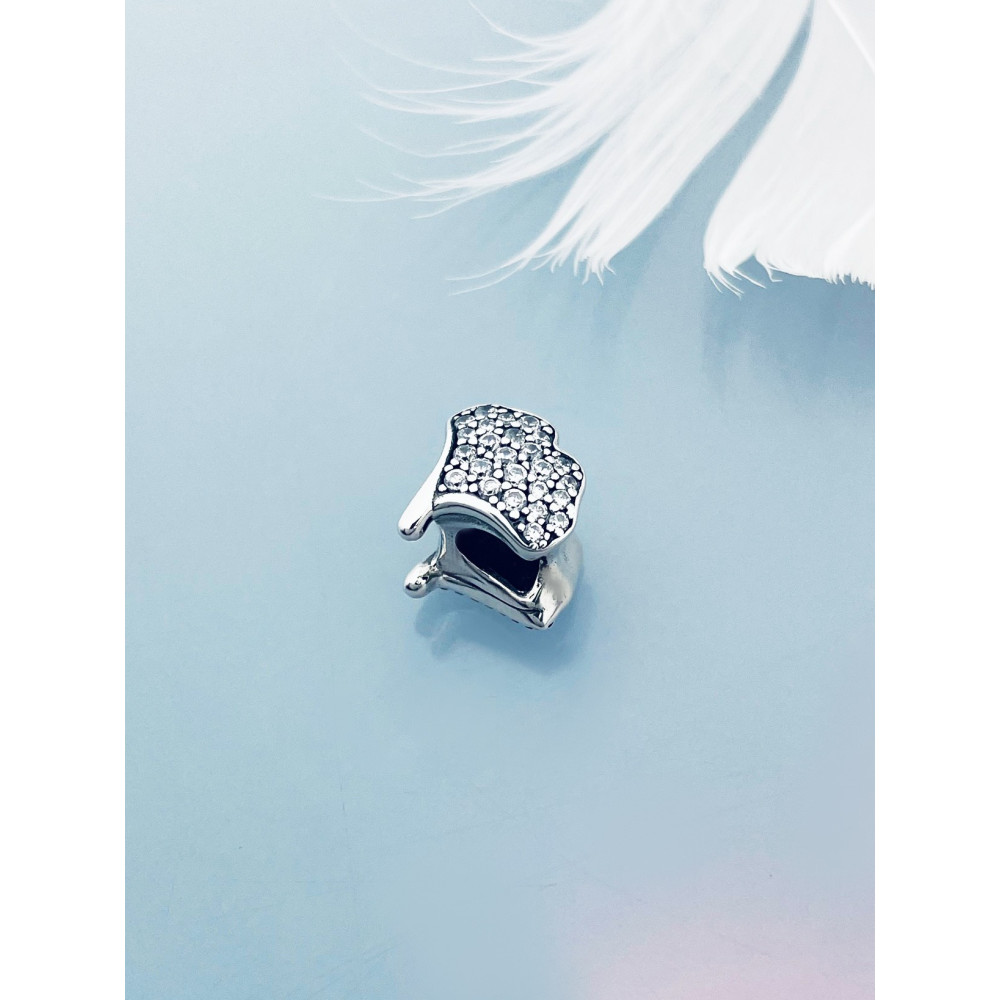 Blatt 925 Silber Anhänger mit Perlmutt und Zirkonia Charms