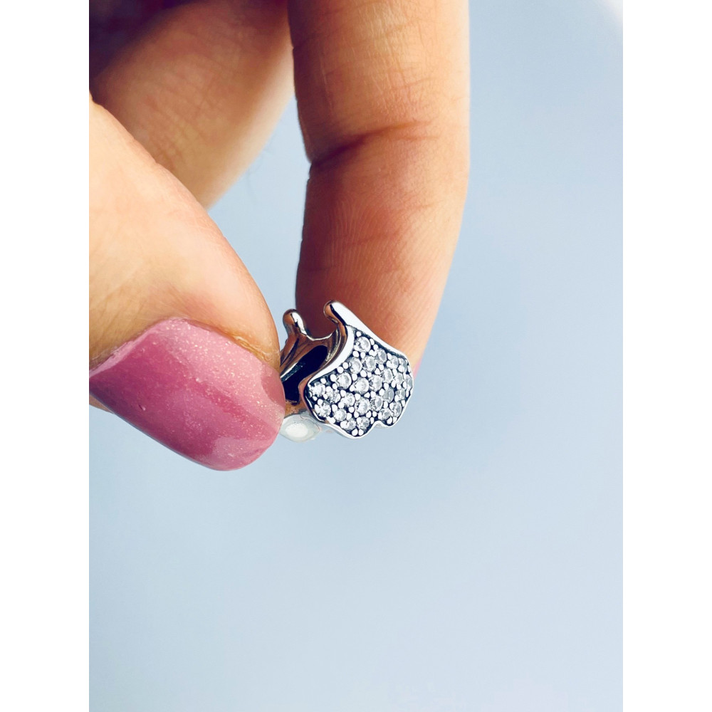 Blatt 925 Silber Anhänger mit Perlmutt und Zirkonia Charms