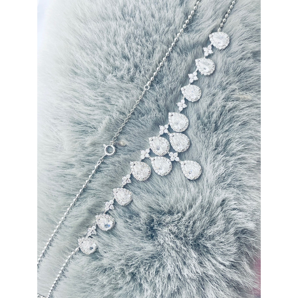 925 Silber Halskette mit Zirkonia