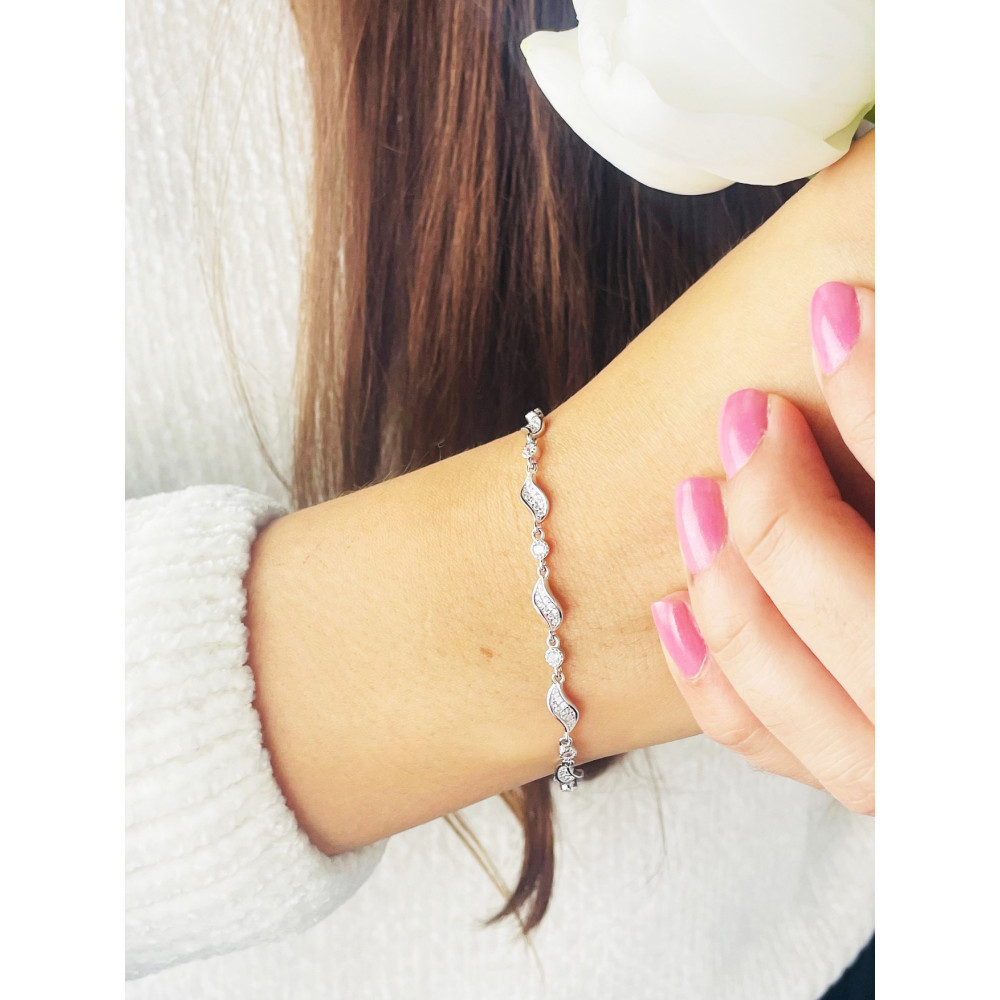 Tropfen Armband 925 Silber mit Zirkonia Damen