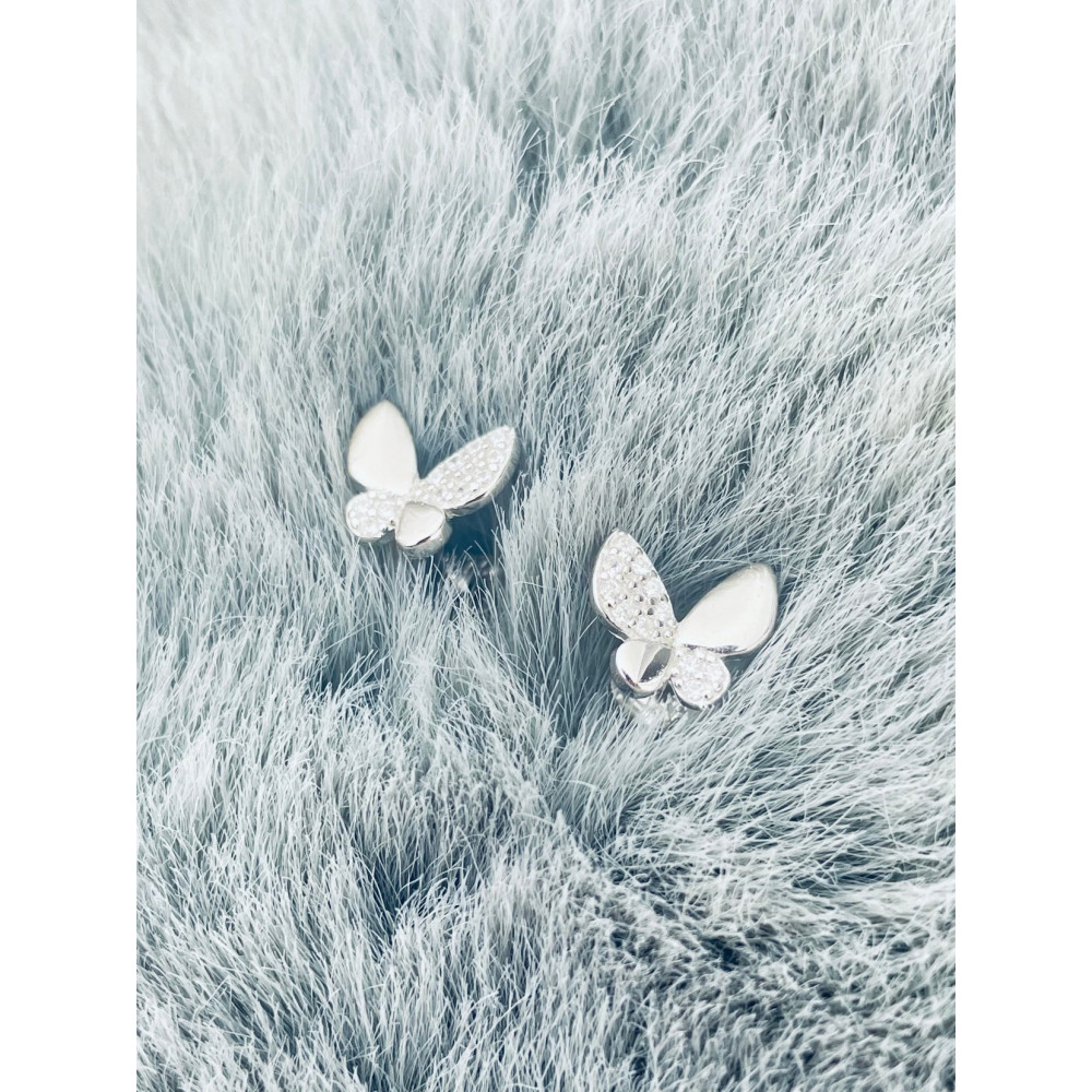 Schmetterling 925 Silber Ohrringe mit Zirkonia