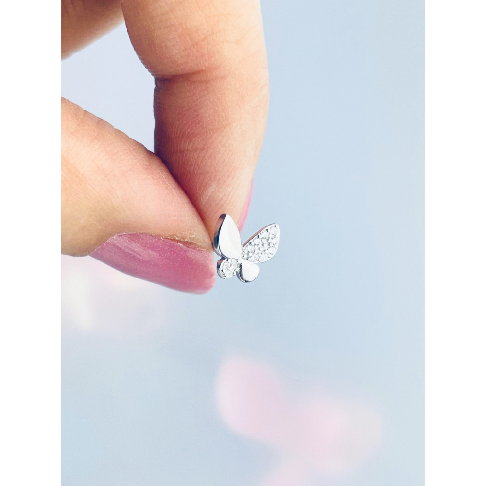 Schmetterling 925 Silber Ohrringe mit Zirkonia