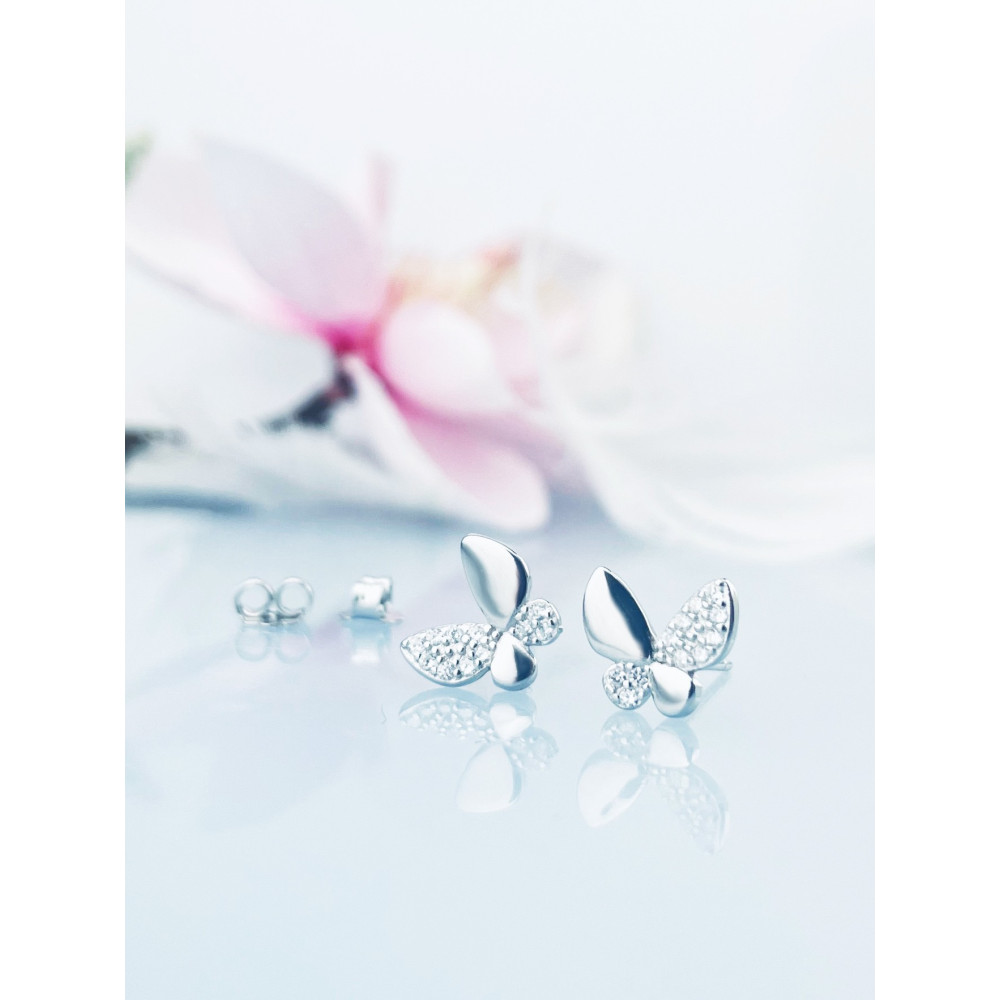Schmetterling 925 Silber Ohrringe mit Zirkonia
