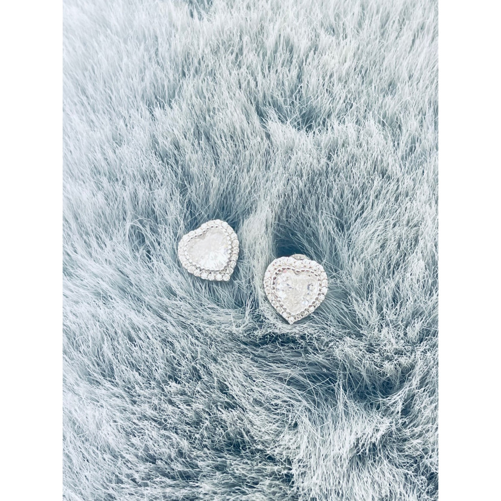 925 Silber Ohrringe mit Zirkonia Herz