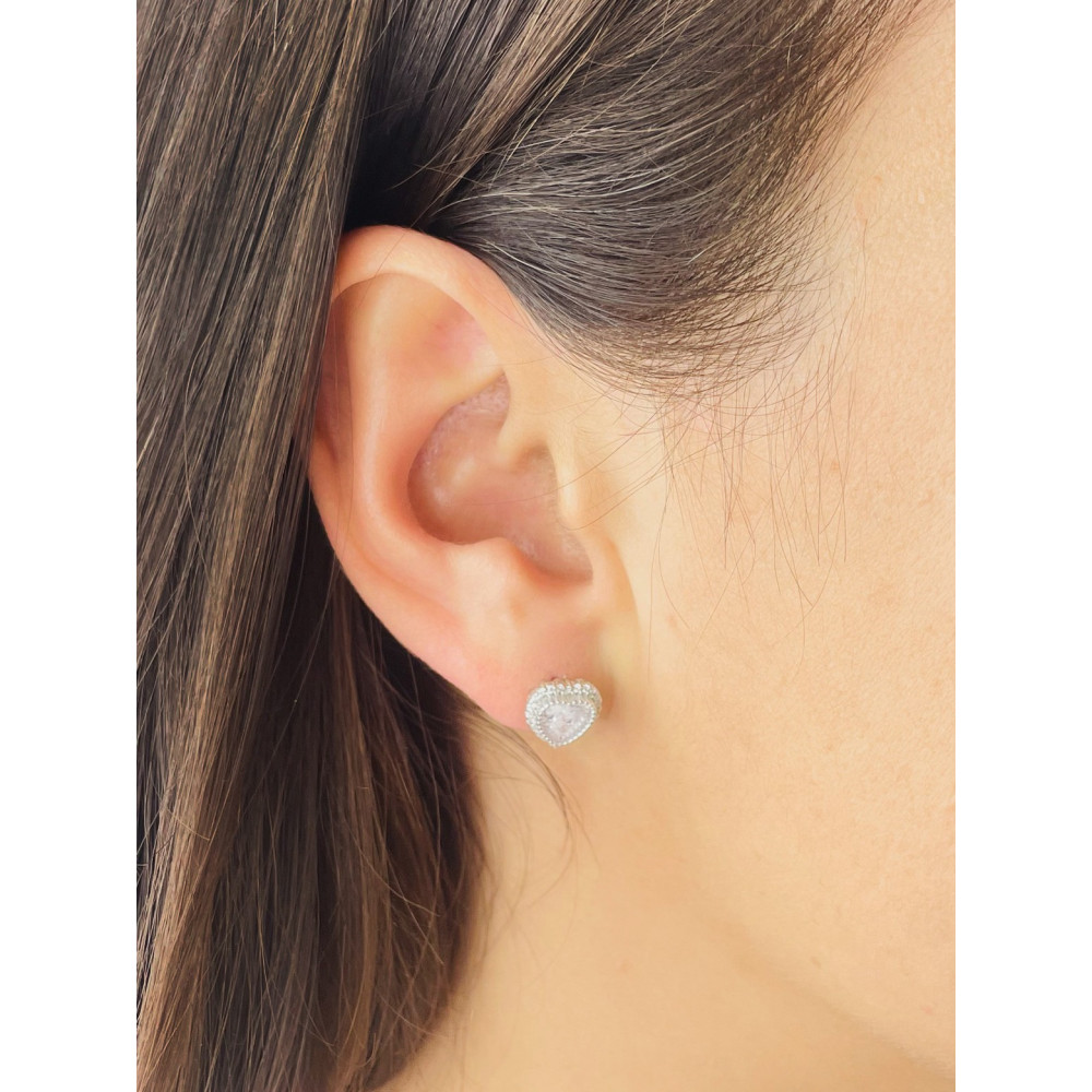 925 Silber Ohrringe mit Zirkonia Herz