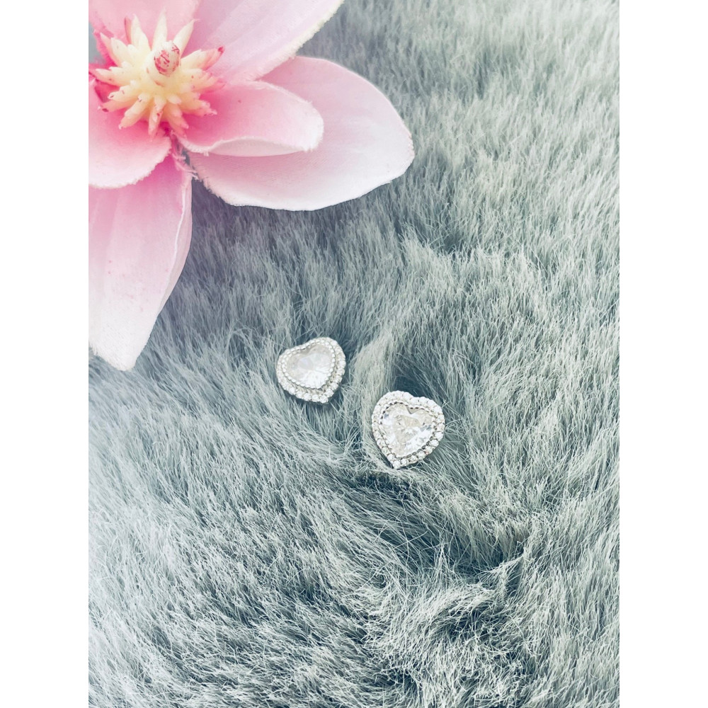 925 Silber Ohrringe mit Zirkonia Herz