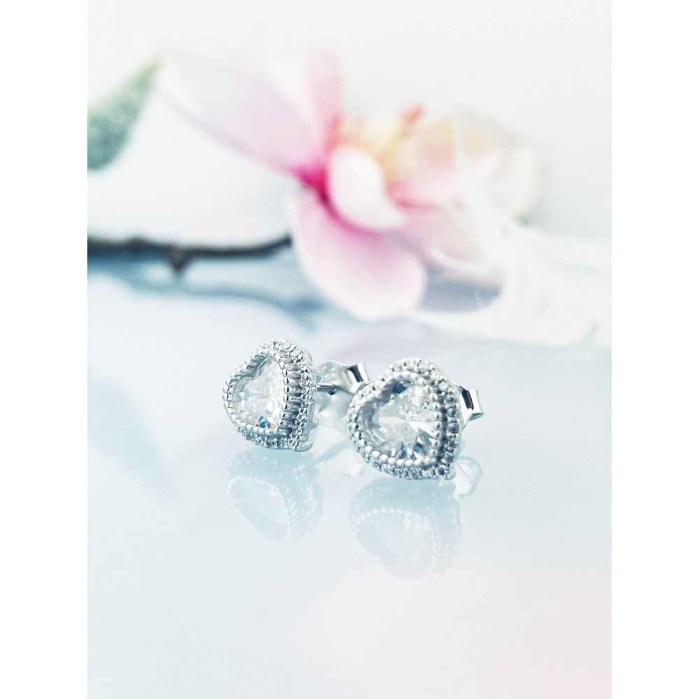 925 Silber Ohrringe mit Zirkonia Herz