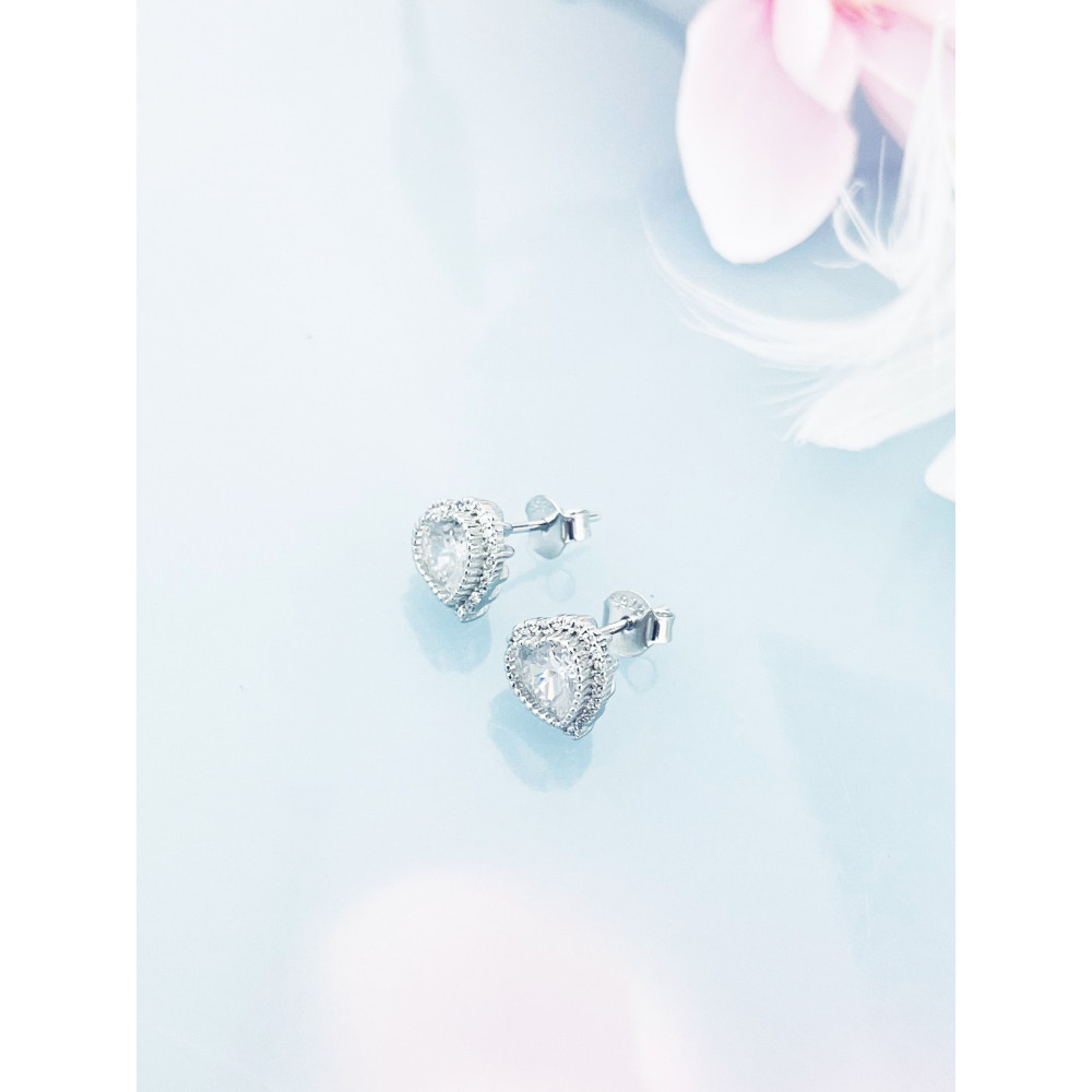 925 Silber Ohrringe mit Zirkonia Herz